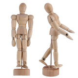 KURTZY 2 Pcs Wooden Mannequins - 12" Wooden Human Mannequins - Artist mannequin with stand - Wooden Artist Manikin for Art/body Drawing