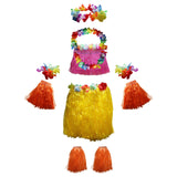 Kurtzy 10 pcs Hula Skirt and Flowers - Hawaiian Fancy Dress Costume for Women - Grass Skirt - Lei Hawaiian Set of Skirt, Top, Legband, Armband and Neckband - Lei Fancy Dress Costume