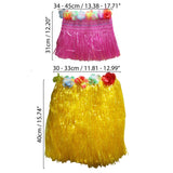 Kurtzy 10 pcs Hula Skirt and Flowers - Hawaiian Fancy Dress Costume for Women - Grass Skirt - Lei Hawaiian Set of Skirt, Top, Legband, Armband and Neckband - Lei Fancy Dress Costume