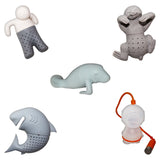 Kurtzy 5 pcs Silicone Tea Infuser - Reusable Tea Strainer - Loose Leaf Tea Infuser - Tea Filter - Sloth Tea Infuser - Manatee Diffuser - Heat Resistant, Microwave & Dishwasher Safe