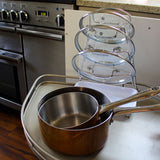 Kitchen Pan Lid Holder and Organiser - Stainless Steel Saucepan Lid Storage ? Wall or Door Mounted Kitchen Accessories Holds 4 Lids