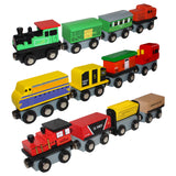 Kurtzy 13 Piece Wooden Magnetic Train Set with Wooden Storage Case - Wooden Toy Train Collection for Toddler Boys and Girls - Train Set Accessory