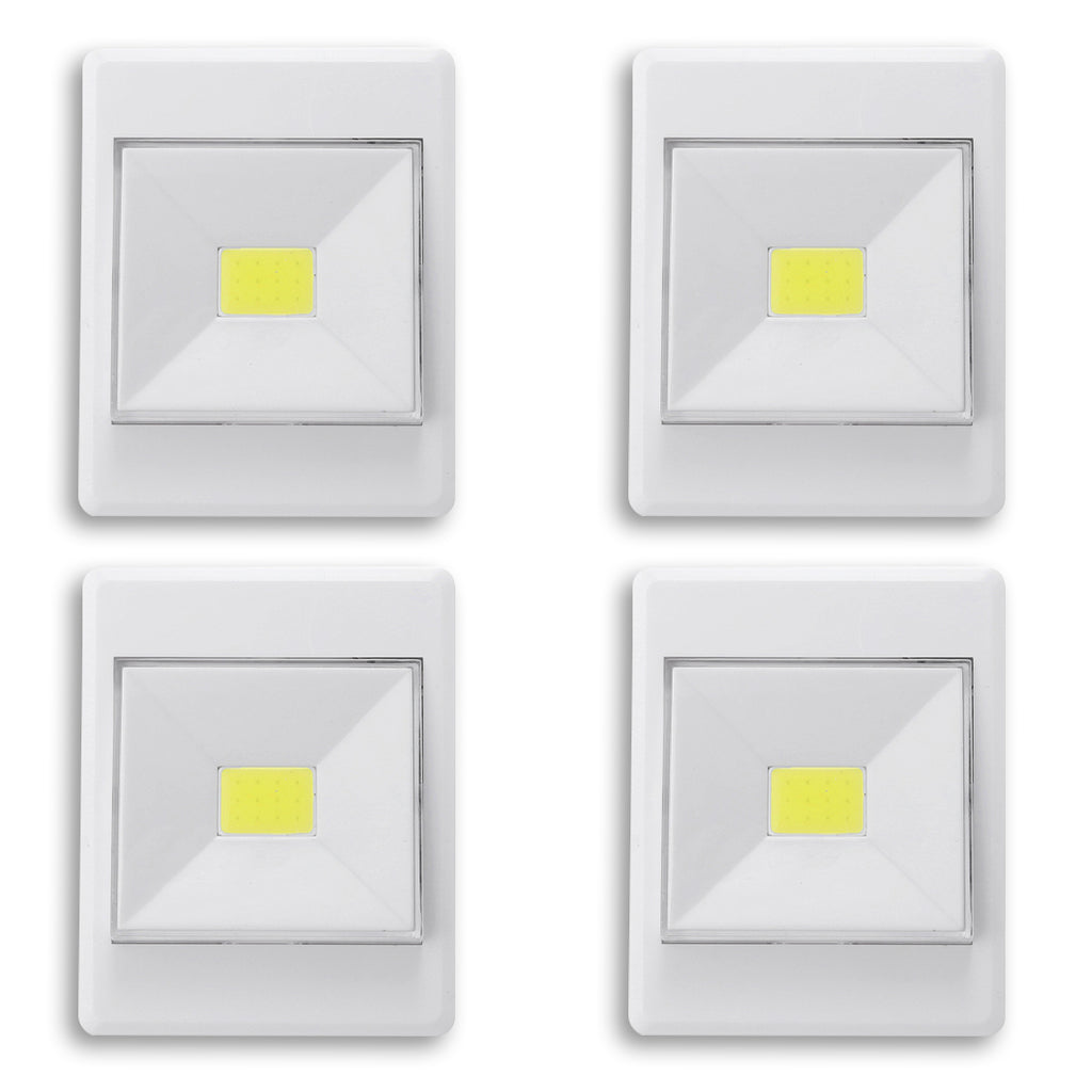 Kurtzy 4 Pack of Led Light Switch - Wireless Battery Operated COB Led Light - Cordless Led Light for Hallways, Bedrooms, Night Reading - Smart Bright Led Switch - Mini Portable Light Switches