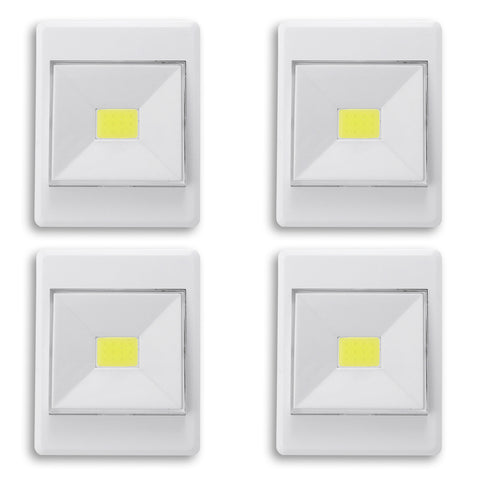 Kurtzy 4 Pack of Led Light Switch - Wireless Battery Operated COB Led Light - Cordless Led Light for Hallways, Bedrooms, Night Reading - Smart Bright Led Switch - Mini Portable Light Switches