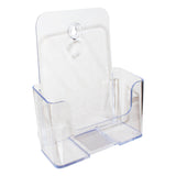 Kurtzy Literature Holder A5 (2 Pack) - Single Compartment H20(7.87")xW17cm(6.69")xD6cm(2.36") - Clear Acrylic Brochure Display Stand Rack - Desktop and Wall Mounted Holder for Leaflets, Magazines & Catalogs