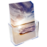 Kurtzy Literature Holder A5 (2 Pack) - Single Compartment H20(7.87")xW17cm(6.69")xD6cm(2.36") - Clear Acrylic Brochure Display Stand Rack - Desktop and Wall Mounted Holder for Leaflets, Magazines & Catalogs
