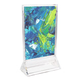 Perspex Display Stands (6 Pcs ) - Double Sided Clear A6 Portrait Counter Top Vertical Poster Presentation Stands, Upright Plastic Desk Sign Holder, Poster Holder ,Menu holder, Photo holder with Flat Base-  Size 19cm (7.48") H & 11cm (4.33") W