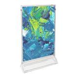Perspex Display Stands (3 Pcs ) - Double Sided Clear A4 Portrait Counter Top Vertical Poster Presentation Stands, Upright Plastic Desk Sign Holder, Poster Holder ,Menu holder, Photo holder with Flat Base-  Size 35cm (13.77") H & 22.5cm (8.85") W