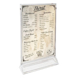 Perspex Display Stands (3 Pcs ) - Double Sided Clear A4 Portrait Counter Top Vertical Poster Presentation Stands, Upright Plastic Desk Sign Holder, Poster Holder ,Menu holder, Photo holder with Flat Base-  Size 35cm (13.77") H & 22.5cm (8.85") W
