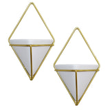 Kurtzy Wall Hanging Planter - 2 Pack Ceramic Hanging Planter Vase for Succulent Plants, Air Plant, Mini Cactus, Faux Plants - Decorative Geometric Hanging planter, Indoor & Outdoor Ceramic Planter