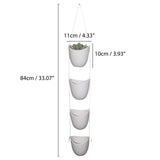Kurtzy 4 pcs Wall Hanging Planter - Air Plant Holder with White Rope - Indoor & Outdoor Ceramic Planter - Flower Pot Vase - White Plant Pot for Succulent Plants, Mini Cactus, Faux Plants and more