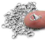 120pc 10mm Silver Plated Lobster Jewellery Clasps by Kurtzy - 2mm Eye Dimeter - Metal Closures for Jewellery Making, Keyrings, Pendants, Necklaces, Bracelets and more - Closed Clasps - Non Swivel