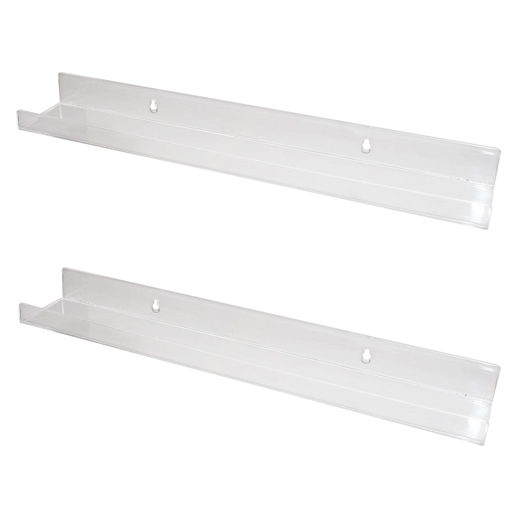 Kurtzy 2 Piece Clear Acrylic Wall-Mounted Bookshelf - Home Decor Floating Bookshelf Display with Screws - Invisible Floating Shelves for Photo Frames Display and Books