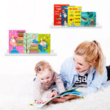 Kurtzy 2 Piece Clear Acrylic Wall-Mounted Bookshelf - Home Decor Floating Bookshelf Display with Screws - Invisible Floating Shelves for Photo Frames Display and Books
