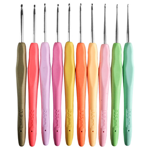 Curtzy 13cm Rubber Handle Aluminium Crochet Hook Set