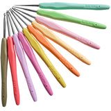 Curtzy 13cm Rubber Handle Aluminium Crochet Hook Set