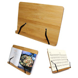 Kurtzy Bamboo Cookbook Holder - Recipe Book Stand with 5 Adjustable Heights - Reading Rest Holder for Books, Music Notes, iPad, Tablet & more - Book Rest Stand with 33.5 x 24 cm - Book Holder