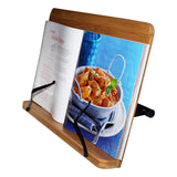 Kurtzy Bamboo Book Holder - 33.5 x 24 cm Holder Stand with 6 Adjustable Heights for Ipad/Tablet - Perfect Reading Rest for Books, Music Notes & Watching videos.