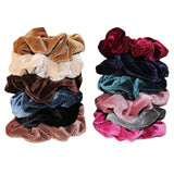 Kurtzy 12 pcs Scrunchies - Colourful Velvet Hair Scrunchie - Thick Hair Bobble Bands - Elastic Hair Band for Women -  Hair Scrunchy Ties in Browns, Grey, Blues, Beige, Dusky Pink, Rose Red and Black
