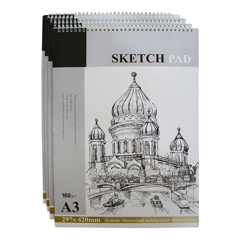 Kurtzy Art Sketch Pad - A3 Drawing Sketch Pad for Art and School Supplies - 4 Pcs of Spiral Bound Artist Sketch Book - Art Sketching Pad ideal for Drawing (24 Natural White Sheets X 4 Sketching Pad)