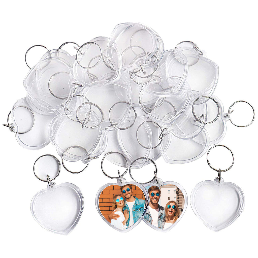 Clear Heart Acrylic Photo Keychains