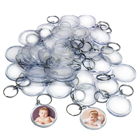 50 Clear Round Acrylic Photo Keychains