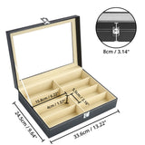 Kurtzy Lockable Sunglasses Display Organiser Box - 1 Tier and 8 Compartments for 8 Glasses with Lock - 8 Slots for Sunglasses, Eyeglasses and Spectacles - Black Sunglasses Case