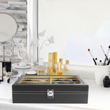 Kurtzy Lockable Sunglasses Display Organiser Box - 1 Tier and 8 Compartments for 8 Glasses with Lock - 8 Slots for Sunglasses, Eyeglasses and Spectacles - Black Sunglasses Case