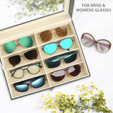 Kurtzy Lockable Sunglasses Display Organiser Box - 1 Tier and 8 Compartments for 8 Glasses with Lock - 8 Slots for Sunglasses, Eyeglasses and Spectacles - Black Sunglasses Case