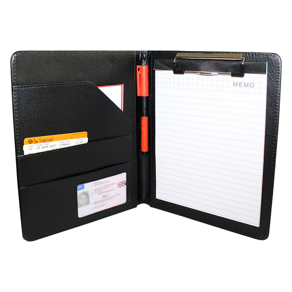 Kurtzy A5 Clipboard Folder, Conference Executives Business Leather File Folder Notebook Portfolio Document Organizer Paper Folio with Stationary Writing Memo Pad for Men Women Work Office