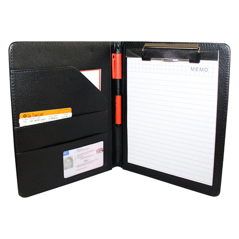Kurtzy A5 Clipboard Folder, Conference Executives Business Leather File Folder Notebook Portfolio Document Organizer Paper Folio with Stationary Writing Memo Pad for Men Women Work Office