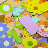 Kurtzy Jigsaw Puzzles - 110 Pieces of Wooden Magnetic Board Puzzles - Double Sided Drawing Easel Chalkboard for Kids - Farm Pattern Educational Toys include Board, Chalks, Pen, Eraser With Storage Box