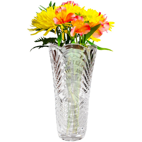 Kurtzy Pack of 2(30cm) Large Embossed Crystal Clear Glassware Vases for Wedding Centerpiece Decoration, Flower Vases for Living Room, Event Party Decoration - Wedding Gift and Home Decor