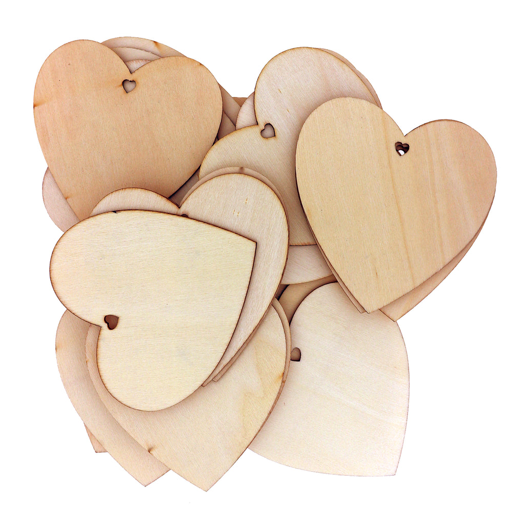 50 Pack of Wooden Heart Decorations