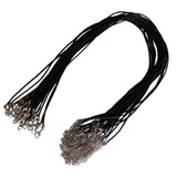 25 Piece Black Jewellery Making Necklace Cord with Chain by Kurtzy - 18" and 2mm Round Nylon Cord for Choker and Pendant Necklaces - Silver Plated Chain and Lobster Clasp - Bulk Set