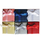 24 Pack of Jewellery Ring Display Gift Boxes with Velvet Insert by Kurtzy - 3.8 x 2.8 cm Presentation Boxes - Bow and Ribbon Design - Slotted Insert for Rings and Stud Earrings