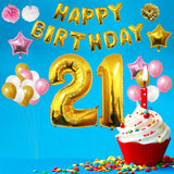 Birthday Balloon Banner Set: Gold, White & Pink