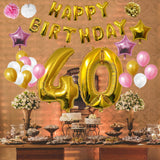 Birthday Balloon Banner Set: Gold, White & Pink