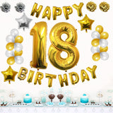 Happy Birthday Balloon Set: Gold & Silver
