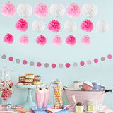 Paper Pompom and Circle Bunting Banner Party Decoration Set
