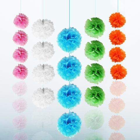 Multicolor Tissue Pom Pom Balls Decoration Set