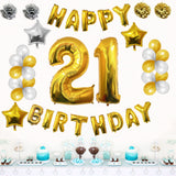 Happy Birthday Balloon Set: Gold & Silver