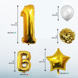 Happy Birthday Balloon Set: Gold & Silver