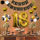 Banner Set: Gold, White & Black Happy Birthday