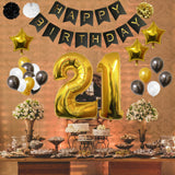 Banner Set: Gold, White & Black Happy Birthday