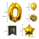 Banner Set: Gold, White & Black Happy Birthday