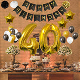 Banner Set: Gold, White & Black Happy Birthday