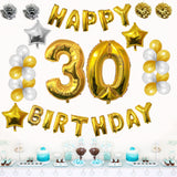 Happy Birthday Balloon Set: Gold & Silver