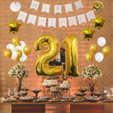 Banner Set: Gold & White Happy Birthday