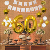 Banner Set: Gold & White Happy Birthday